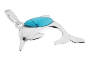Delfin srebrny wisiorek z turkusem Srebro 925