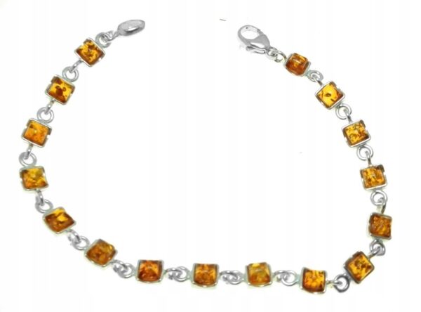 Elegancka srebrna bransoletka z bursztynem